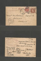 Great Britain - Stationery. 1890 (20 Nov) Newport, Mon - Netherlands, Helmond 1/2d Brown Stat Card + 1/2d Orange Adtl, " - ...-1840 Prephilately