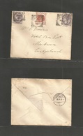 Great Britain. 1891 (Nov 30) Bedford - Switzerland, Mon Reux (2 Decc) Multifkd Env. VF Cds. - ...-1840 Préphilatélie