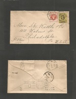 Great Britain. 1895 (Apr 3) Ludgate Circus - USA, Phc (Apr 13) Via Liverpool Maritime Cachet. Fkd Env 3d + 1/2d, Hexagon - ...-1840 Precursores