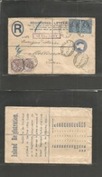 Great Britain. 1898 (13 July) Carrion St, Ldn - Peru, Mollendo. 2d Blue Registered Stat Env + Four Adtls In Pairs Inc 2  - ...-1840 Préphilatélie