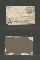 Great Britain. 1901 (14 Sept) London NE - Canada, London, Ontario. Printed Wrapper Rate Fkd Label At 2d Bicolor Cds. Dog - ...-1840 Vorläufer