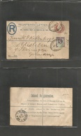 Great Britain. 1902 (8 Sept) Threadneedle St, Ldn - Germany, Olldsleben (10 Sept) Registered 3d Brown Stat Env + 1 1/2 Q - ...-1840 Voorlopers