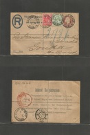 Great Britain - Stationery. 1905 (Aug 8) Eire, Dublin, College Green - Netherlands, Gonda (10 Aug) 2d + 1d Brown Registe - ...-1840 Préphilatélie