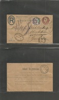 Great Britain - Stationery. 1905 (19 Sept) Woolwich, Albion Rof - Germany, Oldisleben, Thuringen. Registered 3d Brown St - ...-1840 Prephilately