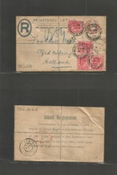 Great Britain - Xx. 1906 (5 Jan) Alfreton - Netherlands, Middelburg (6 Jan) Registered 2d + 1d Brown Stat Env + 4 Adtls  - ...-1840 Voorlopers