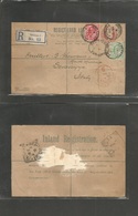 Great Britain. 1908 (2 March) Torquay, Union St - Italy, Serareyya, Pisa (5 March) 3d Brown Registered Stat Env + 2 Adtl - ...-1840 Préphilatélie