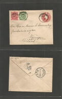 Great Britain - Stationery. 1912 (7 Ju) Paignton - Netherlands, Nijmegen 1d Red Stat Env + 2 Adtls, Cds. VF. - ...-1840 Voorlopers