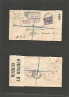 Great Britain - Xx. 1937 (7 July) Blyth, Northumberland - USA, Wilkes, Barre (23-26 July) Registered Single 5d Lilac + C - ...-1840 Préphilatélie