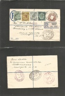 Bc - Jamaica. 1913 (March) Kingston - USA, NYC (2 April) Registered Stationary Envelope + 4 Adtls Including 1 Shilling S - Autres & Non Classés