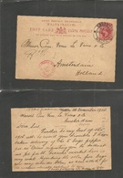 Bc - Malta. 1914 (26 Dec) Valetta - Netherlands, Amsterdam WWI Censor 1d Red Stat Card. Before German Occup. Better Dest - Other & Unclassified