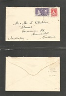 Bc - Nauru. 1937. Apia - Australia, Via, Newmarvet. Mixed Issue + Coronation. NAURU + GILBERT & ELLICE Tied Cds. Scarce  - Autres & Non Classés