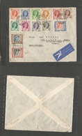 Bc - Rhodesia. 1957 (10 July) R-N. Victoria Falls - West Germany, Hanau. Air Multifkd Envelope. High Values To 2s6d Cds. - Andere & Zonder Classificatie