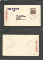 Bc - Samoa. 1940 (2 Sept) WS. Apia - Australia, NSW, New Castle. Single 3d Fkd Ovptd Issue Env + Censor Label + Cahcet + - Other & Unclassified