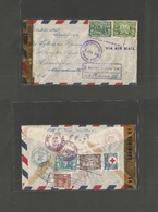Honduras. 1943 (1 June) Olanchito - USA, Cambridge, Mass. Registered Air Multifkd Front + Reverse + Censor. - Honduras