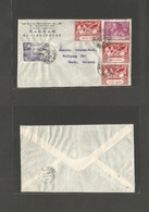 Hong Kong. 1949 (20 Dec) Kowloon - Germany, Hanan UPO Issue. Comercial Multifkd Envelope. Lovely Item. - Andere & Zonder Classificatie