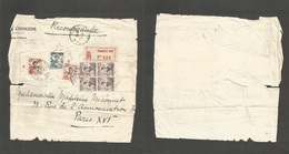 Indochina. 1928 (26 Sept) HOIHAO + KOLANG ICHEOW. Hanoi - Paris, France. Registeed Multifkd Front Incl. Block Of Four +  - Asia (Other)