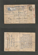 Israel. 1947. GB, Acton - Israel, Tel Aviv, KFAR. Registered 8 1/2d Grey Stat Env + R-label + Arrival Israel Censor Labe - Other & Unclassified