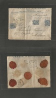 Italy. 1904 (22 June) Venezia - Milano (23 June) Registered Insured 50 Pounds Multifkd Envelope + 5 Red Wax Seals Revers - Unclassified