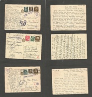Italy - Xx. 1941 Ravenna, Firenze - Germany. 30c Stat Card + 2 Adtls WWII 3 Censored Stationary Cards + Adtls. - Zonder Classificatie