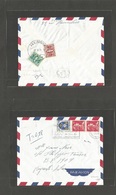 Lebanon. 1956 (9 June) Paris, Hyppolite Lebas - Beyrouth. Air Fkd Env + Taxed + Reverse Arrival (x2) Postage Dues Tied.  - Lebanon