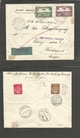Luxembourg. 1937 (10 June) Esch - Hungary, Budapest (12 June) Air Multifkd Env + German Stamps On Reverse + Air Label +  - Autres & Non Classés