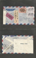 Luxembourg. 1956 (15 Febr) GPO - China, Shanghai Express Air Multifkd Sports Envelope + Retour Cachet + Labels. VF + Unu - Andere & Zonder Classificatie