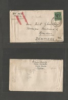 Malaysia. 1946 (18 March) BMA. Teluk Anson - Denmark, Randers. Single 50c Green Ovptd Fkd Envelope. VF. Air Modified. - Maleisië (1964-...)