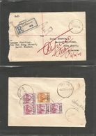 Malaysia. 1949 (5 Oct) BMA. Selana - Parat Bruitar (5 Oct) Local Registered AR Multifkd Reverse Envelope. Better Postal  - Maleisië (1964-...)