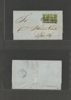 Mexico. 1870 (4 Enero) Huajuapameleon. EL Full Text Fkd 12c Green Pair 23-70, Addressed To Puebla. Tied Oval Town Name.  - Mexique