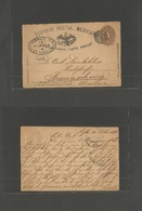 Mexico - Stationery. 1891 (12 Dec) Regla - Germany, Braunschweig 3c Lilac Numeral Stat Card, Oval HUASCA, Hidalgo Town N - Mexiko