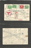 Netherlands. 1943 (17 Seot) Hooghalen - Switzerland, Luzern (29 Sept) Registered. 5c Green Stat Card + 3 Adtls R-label + - Otros & Sin Clasificación