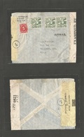 Curaçao. 1942 (13 Nov) Julianadorp - USA, Hollywood, CAL. Air Multifkd Dual Censored Envelope. Includes British Caribbea - Niederländische Antillen, Curaçao, Aruba