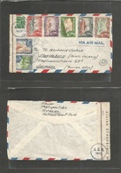 Curaçao. 1947 (10 Jan) Willemstad - Germany, Magdeborn, Russian Zone. Multifkd Airmail Censored Envelope. Scarce And Fin - Curaçao, Nederlandse Antillen, Aruba