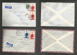 Norway. 1952-3. Arendal - Switzerland, Bern. 2 Air Franked Envelopes. Same Issue Diff Rates. XF. - Andere & Zonder Classificatie