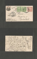 Peru. 1903 (17 Dic) Lima - Germany, Frankfurt. (25 Jan 04)  4c Stat Card + 2 Adtls. Fine. - Pérou