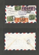 Philippines. 1940 (16 Febr) Manila - Switzerland, Zurich. Air Multifkd Via Hong Kong + Censor Cachet + Aux Pmk Envelope. - Filippijnen