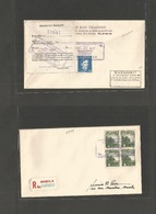 Philippines. 1944 (10 Apr) Japan Occup. Local Registered Envelope, Block Of Four + Reverse Several Cachet + Label + Furt - Filippijnen