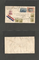 Philippines. 1946 (Nov 11) Manila - Denmark, Gentofte. Victory Ovptd Issue. Multifkd Airmail Enelope. Slogan Cancel: Hel - Philippinen