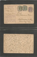 Poland. 1920 (28 Oct) Tgzew - Nordhausen Am Harz, Germany. 40f Lilac Stat Card + 2 Adtls, Cds + Censored. Fine. - Other & Unclassified