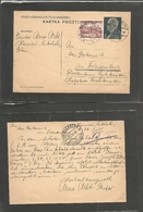 Poland. 1938 (26 Oct) Kamier Label Ski - Liechestein, Triesenberg (23 Nov) 15gr Bue Stat Card + Adtl. Fine Long Transit. - Autres & Non Classés