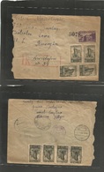 Poland. 1945 (3 April) Swielajno - USA, Iowa, Bareley (10 May) Registered Multifkd Envelope Via Szozytno - Gdansk Port. - Other & Unclassified