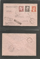 Poland. 1952 (19 Apr) Gdansk - Rafz, Switzerland (23 Apr) Registered Express Service Multifkd Envelope. Scarce Special P - Other & Unclassified