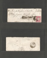 Portugal. 1873 (Dic) Torres Vedras - Lisboa (30 Dec) Fkd Env Fita Direita. D. Luis 25rs Rose "39" Grill + Boxed Town Nam - Autres & Non Classés