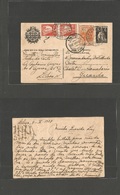 Portugal - Stationery. 1928 (9 May) TPO. Avenida, Lisboa - Guarda (10 May) 25c Black Stat Card Ceres Issue + 3 Adtls Inc - Autres & Non Classés