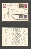 Portugal - Stationery. 1951 (20 June) Seia - Switzerland, Basel. $50 Reddish Stat Card + 3 Adtls. Caravela Issue. VF. - Other & Unclassified