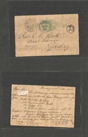 Portugal-India. 1902 (15 Nov) Mormugao - Gadag (Nov 17) Via Betger 1/4r Green Stat Card. Very Nice Appealing Item. - Autres & Non Classés