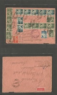 Romania. 1947 (4 Jan) Husi - USA, NYC (7 March) Registered Reverse Multifkd Envelope + Express Posta Service Incl R-labe - Sonstige & Ohne Zuordnung