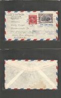 Salvador, El. C. 1948 S. Salvador - Germany, Ettlingen, Air Multifkd Env Incl 1 Colon Stamp + Rosehelt + Slogan Censo Ca - El Salvador