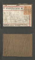 South Africa. 1918 (10 June) Kaapstad - South West Africa, Halkfield. Package Label Franked 1sh Orange Block Of Four, Ro - Other & Unclassified