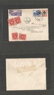 South Africa. 1952 (12 Dec) Joburg - USA, De, Wilmington. Air Fkd + Insuf + Taxed + US P. Dues (x4) Tied Oval Cachets. V - Andere & Zonder Classificatie